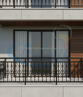 Grille de protection moderne grise robuste en fonte et aluminium sans cadre pour balcon et escalier, finition sablée super grain 5