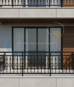 Panneau de protection moderne en fonte d'aluminium gris, grille de balcon, moulage au sable, finition super sablée, composant de garde-corps sans cadre - Product Image 2