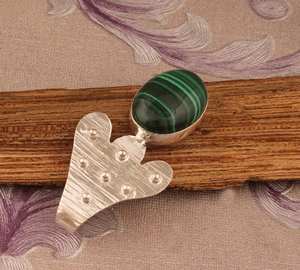 Colgante de malaquita verde Natural 10x14mm Ajuste de bisel hecho a mano sólido 925 joyería de plata esterlina mujeres regalo fabricante India - Product Image 6