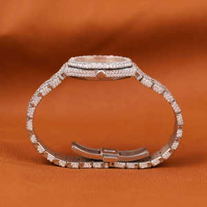 <b>Waterproof</b> Stainless Steel Analog <b>Watch</b> with Scratch-Resistant Glass Luminous Hands Moissanite Diamond for Outdoor Daily Use - Product Image 2