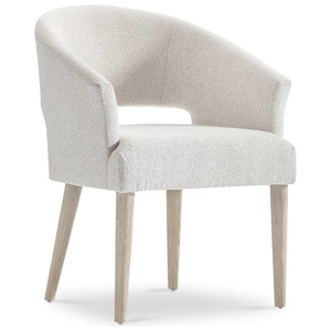 Chaise de salle à manger moderne capitonnée en tissu, avec pieds en bois, siège beige, pour la maison, le café, le restaurant - Product Image 1