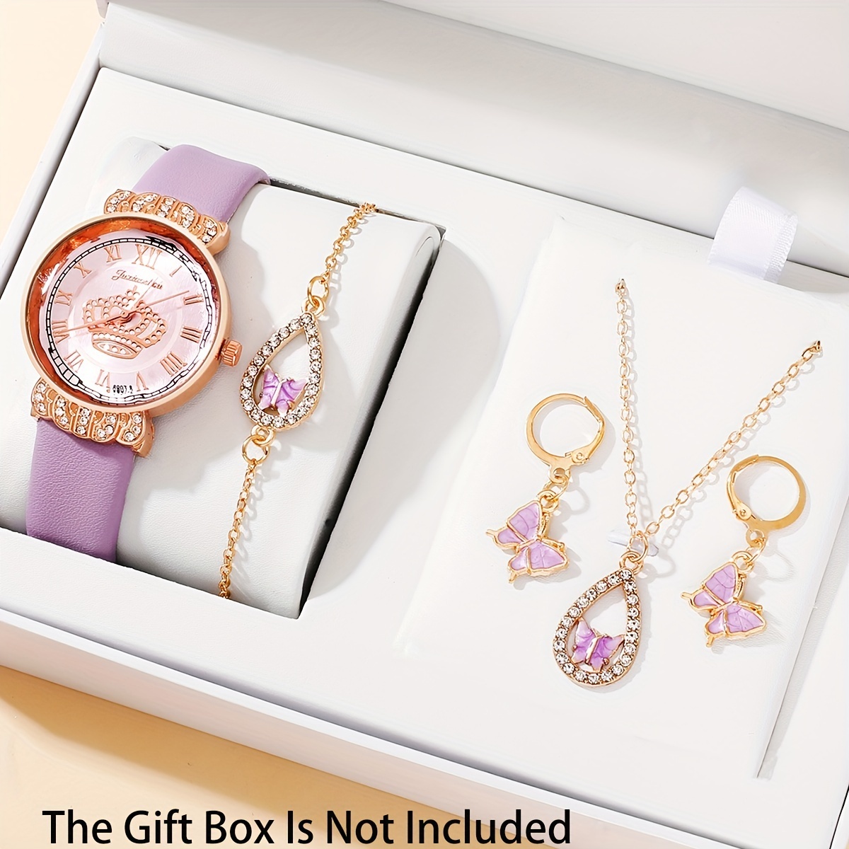 5 pcs Quartz Pu Leather Wrist Watch and Necklace Set 6PCS/Set Fashion Frosted Dial Women main image 4