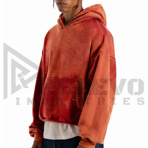 Sudadera Oversize de Hombros Caídos, de Secado Rápido, Transpirable, con Lavado Ácido, de Forro Polar de Primavera, 100% Algodón, 2 Piezas, con Logotipo Personalizado, de Alta Calidad para Hombre - Product Image 1