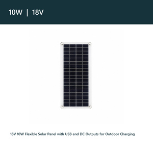 แผงโซลาร์เซลล์แบบยืดหยุ่น 18V 10W พร้อมพอร์ต USB และ DC สำหรับการชาร์จกลางแจ้ง - Product Image 2