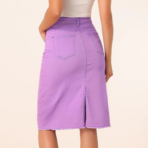 Jupe longue en jean de qualité supérieure, design simple, coutures nettes, prêt à être expédié, surplus de stock budgétaire - Product Image 6