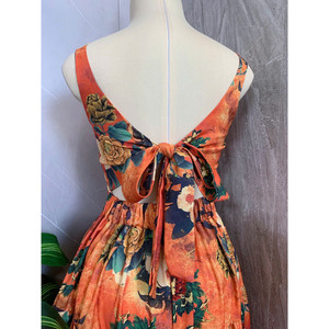 Vestido clásico verde floral de seda - Product Image 1