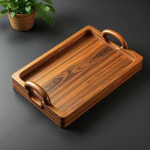 Plateau à café en bois Plateau en bois léger Plateau de service en bois Plateau à thé ACacia sculpté pour une utilisation en cuisine Fête en gros - Product Image 2