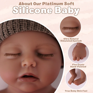 Muñeca Bebé <span class=keywords><strong>Reborn</strong></span> de <span class=keywords><strong>Silicona</strong></span> de <span class=keywords><strong>Cuerpo</strong></span> <span class=keywords><strong>Completo</strong></span> de 12 Pulgadas, Modelo Lucy de Babeside, Bebé Africano Americano Durmiendo, Compañero Realista - Product Image 5