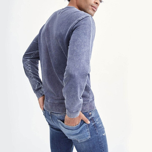 Sudadera extragrande con logotipo personalizado para hombre, Sudadera con cuello redondo y lavado ácido, sudadera térmica de invierno de algodón 100% bordada - Product Image 3