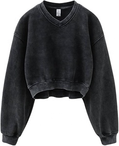 Hot Sale Fashion women's Autumn Embroidered Cotton sweatshirts Cut Sew Private Label Streetwear Sweatshirt Customize logo - Product Image 2