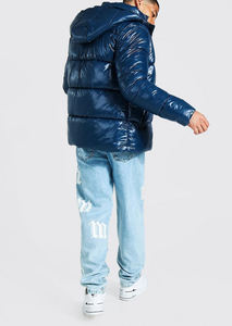 Logo personnalisé coupe-vent vêtements d'hiver pour hommes veste à capuche détachable design à la mode pour hommes bombardiers à fermeture éclair vestes en duvet - Product Image 2