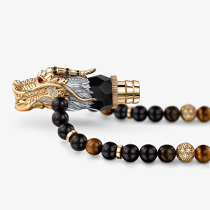 Men Black Beaded <b>Necklace</b> with Unique Gold and Black Pendant Fashion <b>Statement</b> Jewelry for Men - Product Image 3