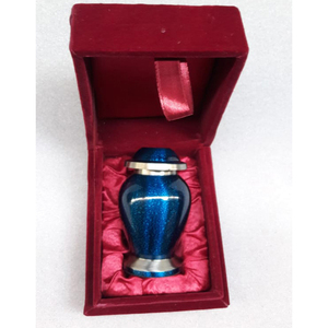 Affordable Mini Urns for Ashes - Miniature Blue & Silver <b>Keepsake</b> Urn for Ashes Cremains-Classic Blue <b>Keepsake</b> Urns by AYAANS - Product Image 2