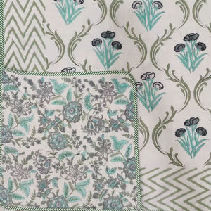 100% Cotton Hand <b>Block</b> Printed Single <b>Bed</b> Dohar Artisan Made Handmade Traditional Hand Crafted 100% Cotton Reversible Dohar - Product Image 1