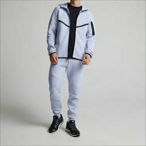 Ensemble de survêtement technique en molleton respirant coupe-vent unisexe de haute qualité pour l'hiver, avec fermeture éclair, 2 pièces, à capuche, pour le sport - Product Image 1