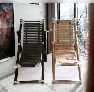 Chaise longue en bambou pour hôtel de luxe, lot de 2 chaises de plage pliables pour la piscine, lit de bronzage réglable en bambou pour les loisirs - Product Image 4