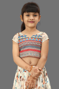 Shoryam Fashion Girls Ethnic Wear Digital Floral Print Chaniya Choli Set Geometric Border Kids <b>Lehenga</b> Choli Floor-Length Party - Product Image 2