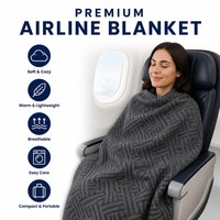 Couverture de voyage en RPET recyclé pour avion, en polyester recyclé, tissée avec une bordure durable, idéale pour les voyages en classe affaires
