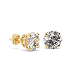 Boucles d'oreilles clous en or jaune 14 carats avec diamant en forme de panier de 2,00 carats, 4 griffes (H SI1-SI2) - Product Image 1