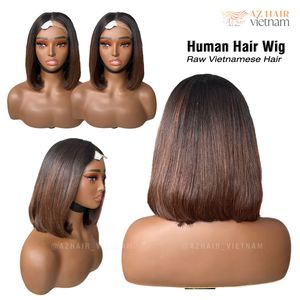 Peluca Bob para mujer, Punta marrón, Color Natural, cabello humano Real sin procesar, 100% crudo, sin mezclar, sin enredos, paquetes de cabello vietnamita - Product Image 3