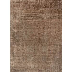 พรมขนสัตว์ผสมไหมถักมือสีเบจน้ำตาล Uvenuti รุ่น AKWS-472(N) ขนาด 9x12 ฟุต รูปทรงสี่เหลี่ยมผืนผ้า ลายพิมพ์แบบจิ๊กซอว์ สำหรับตกแต่งบ้าน ห้องนั่งเล่น ทางเดิน สีเบจ - Product Image 1