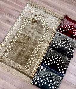 Luxury Embossed Velvet Woven Printing <b>Prayer</b> <b>Mat</b> Turkish Islamic Sejadah Tassels Soft Muslim Worship Rug OEM ODM Wholesale - Product Image 3