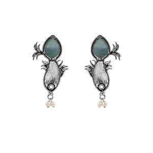 Pendientes colgantes de moda con diseño de pez en piedra de óxido verde menta - Product Image 3