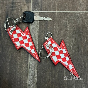 พวงกุญแจหนังลายตารางหมากรุกตามสั่งพวงกุญแจส่วนตัวสำหรับเป็นของขวัญพวงกุญแจรถดีไซน์หรูหรา - Product Image 1