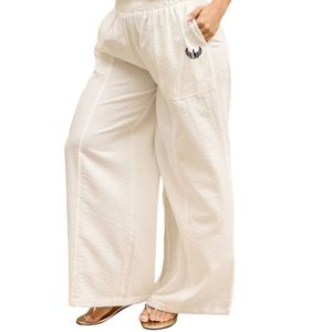 Womens Neutral Wide Leg Palazzo Trousers Elastic Waist Relaxed Fit Resort Wear Casual Fashion Pants for Women - Product Image 6