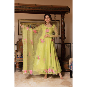 Conjunto de Traje Anarkali Tradicional de Moda para Novias, Invierno y Verano, Viscosa, Largo hasta el Suelo, Diseños Populares - Product Image 1