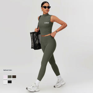 Conjunto de Yoga lavado sin costuras de nailon para mujer, Top de manga larga, cintura alta, mallas de realce de cadera de melocotón, traje deportivo de lavado sólido - Product Image 2