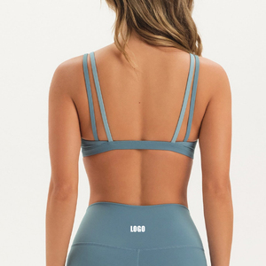 <span class=keywords><strong>Reggiseno</strong></span> Sportivo da Donna OEM Personalizzato, <span class=keywords><strong>Super</strong></span> Morbido in Nylon con Spalline Sottili, Collo a V e Bordi a Contrasto per Allenamento e Palestra - Product Image 2