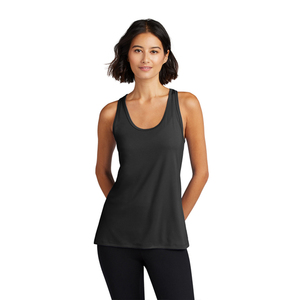 Débardeur de sport pour femmes noires, tissu extensible respirant, haut de yoga et de fitness, impression de logo personnalisée disponible - Product Image 1