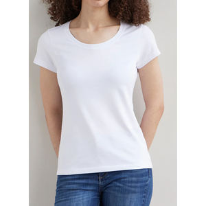 Camisetas de cuello redondo de algodón para mujer Camiseta básica de manga corta transpirable que absorbe la humedad para mujer - Product Image 2