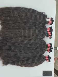 Cabello Remy virgen humano de un donante recto sedoso de color natural sin procesar a granel sin trama - Product Image 2