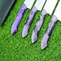 Cuisine en acier damas sur mesure/ensemble de couteaux de chef 5 pouces lame en acier inoxydable NO45 modèle coupe de viande en acier au carbone 5 pièces