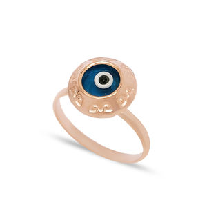 Anillo de diseño de ojo turco de forma redonda, joyería de plata de ley 925 hecha a mano turca al por mayor - Product Image 6