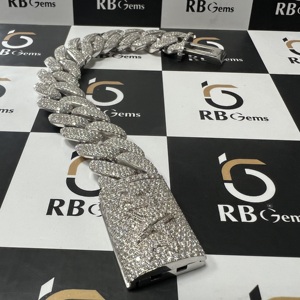 High Quality Customized 250Gram 24K Yellow Gold IGI Certified Cvd HPHT Lab Grown Asscher Cut Cuban Link Diamond <b>Bracelets</b> Unisex - Product Image 6