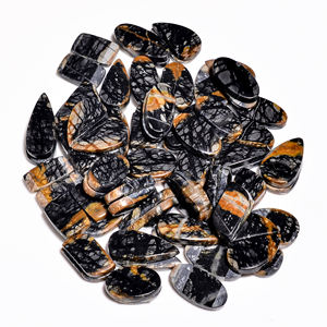 Paire de cabochons de jaspe Picasso en quartz naturel de la meilleure qualité en gros pour la fabrication de bijoux en Inde. Fourniture directe - Product Image 2