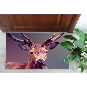 Alfombra con Estampado de Ciervo Poligonal: Temática Animal, Antideslizante, Grande, Delgada, Impresa en 3D, Alfombra de Chenilla - Product Image 5