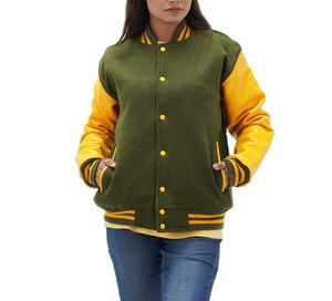 Vêtements pour femmes Blousons bombardiers de baseball sur mesure Manches en cuir de qualité supérieure et vestes d'université respirantes en laine pour femmes - Product Image 1