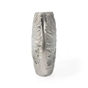 Jarrón de metal plateado Decoración de mesa Jarrón de aluminio de forma circular Estilos de jarrón de aluminio modernos - Product Image 6
