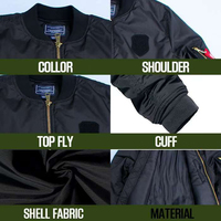 Veste de pilote de vol coupe-vent de couleur noire pour hommes veste de bombardier chaude en satin de nylon tactique d'extérieur imperméable d'hiver pour hommes
