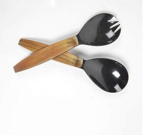 Ensemble de couverts de luxe en corne de buffle légère 2 pièces en brun et noir Outils de service à salade uniques les plus vendus d'Inde - Product Image 5