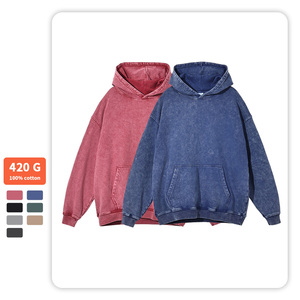 Sudadera con capucha lavada Vintage para hombre personalizada, sudadera lavada con ácido de piedra de gran tamaño, elementos esenciales de invierno - Product Image 2