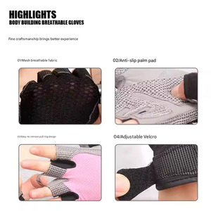 Gants de cyclisme unisexes à demi-doigts Gants de course en polyester respirant pour adultes pour la salle de sport et l'extérieur - Product Image 2