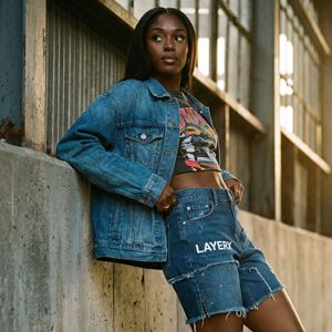 Custom Heavyweight Denim <b>Bermuda</b> <b>Shorts</b> <b>Women</b> Rhinestone Embroidered Streetwear Regular Fit Distressed Jeans Casual Y2K High - Product Image 5