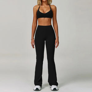 Ensemble de yoga à manches longues pour femmes avec leggings extensibles et haut de sport tissu à séchage rapide respirant Logo personnalisé Service OEM - Product Image 1