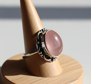 Stylish 925 Silver Fashion <b>Ring</b> High Quality Rose Quartz <b>Crystal</b> with Rose Gold Plating Trendy Wedding Party Band Gift - Product Image 1