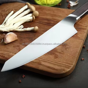 มีดเชฟสแตนเลสแบบมืออาชีพงานหัตถกรรมเหล็กด้ามจับไม้ชิงชันนานาชาติ10ชิ้น MOQ ออกแบบโลโก้ได้ตามต้องการใช้ในครัว - Product Image 1